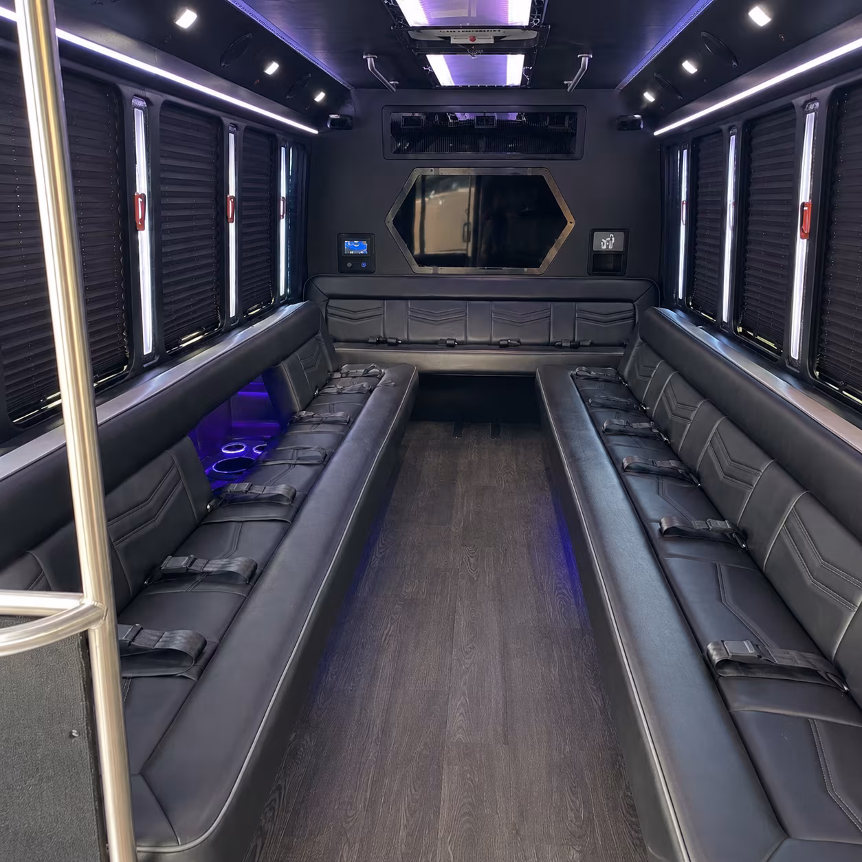 apple valley 18 passenger party bus interior