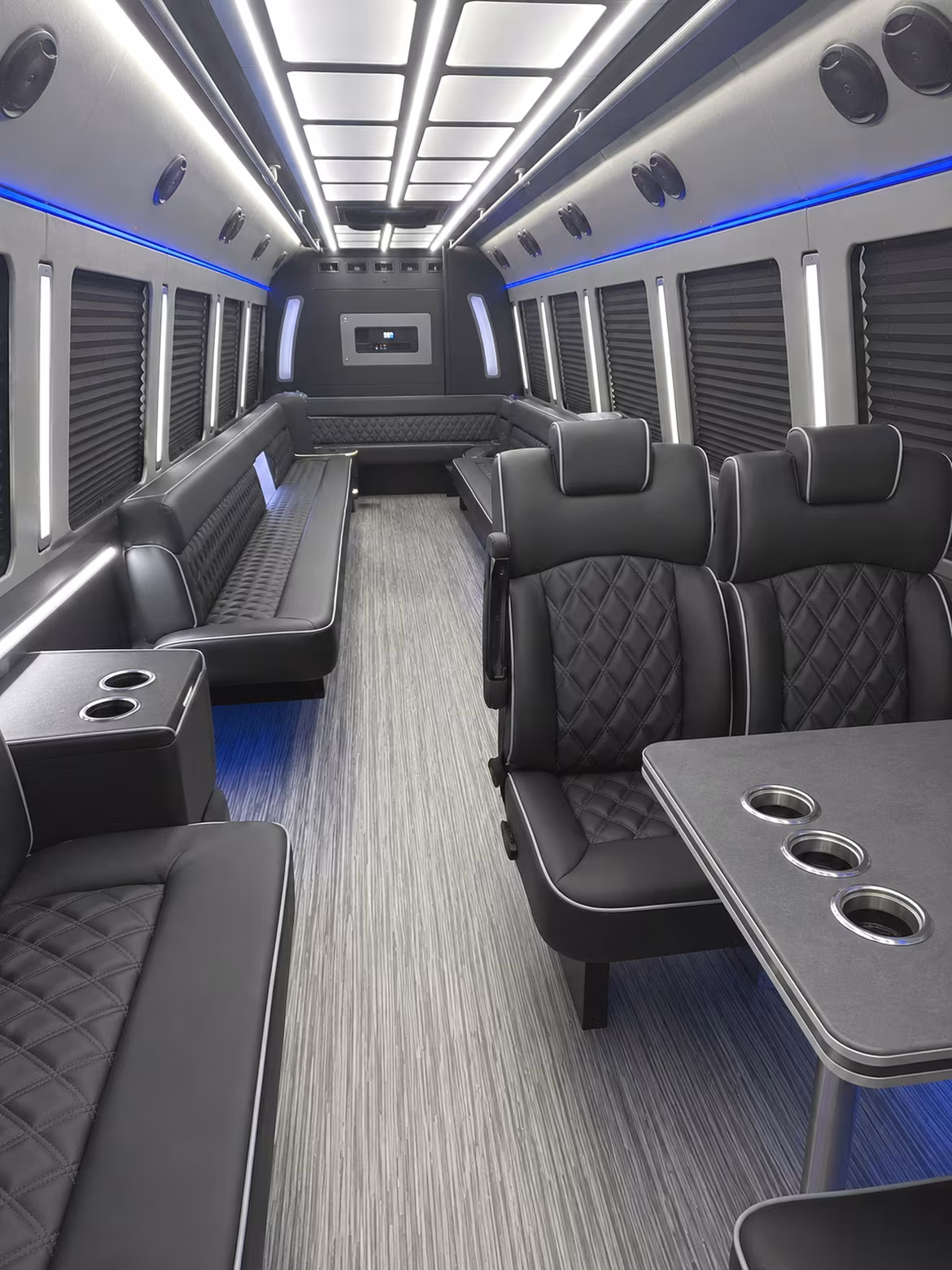 apple valley 25 passenger party bus inside