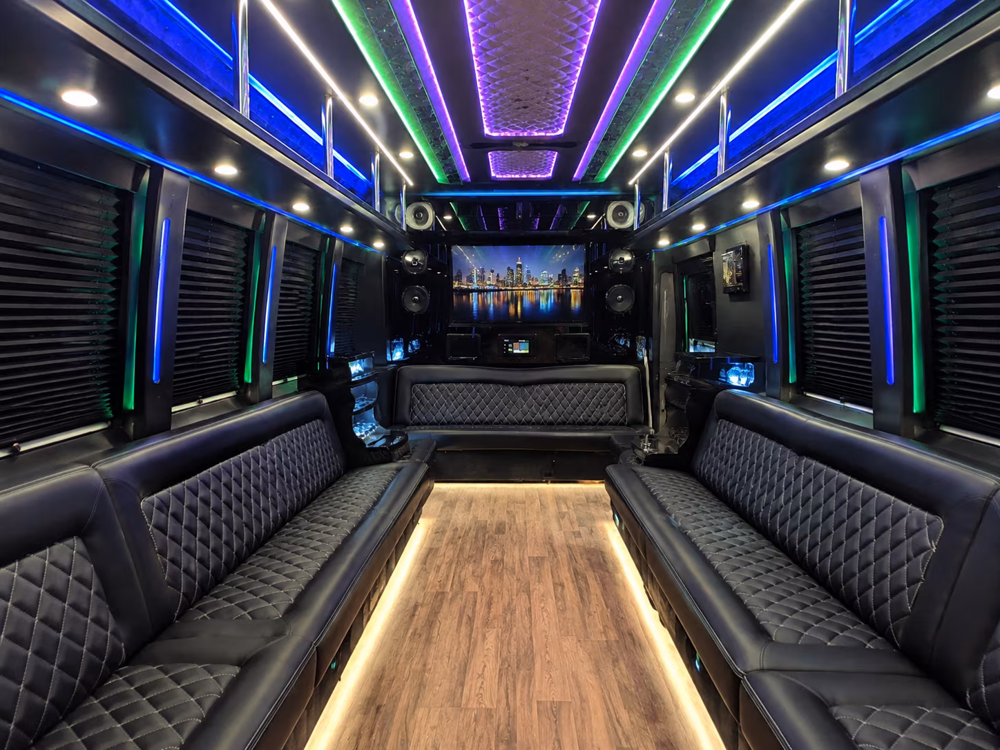 apple valley 25 passenger party bus interior