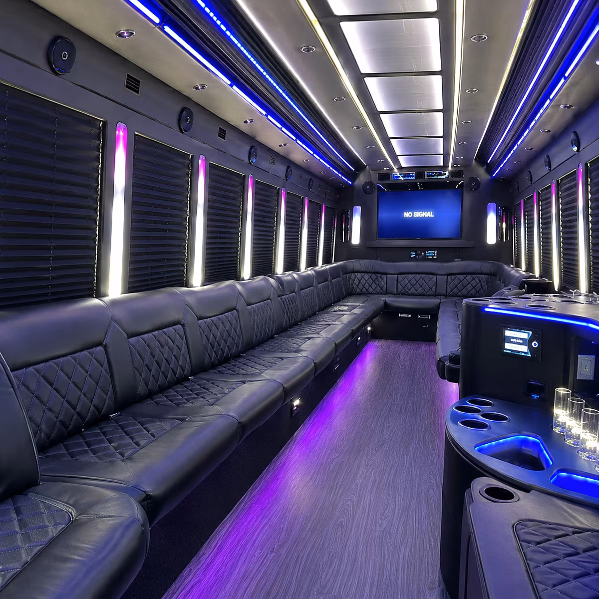 apple valley 30 passenger party bus inside