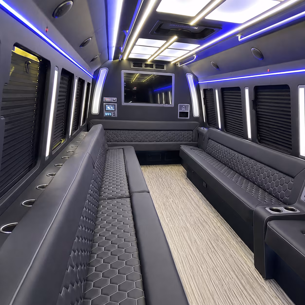 apple valley 40 passenger party bus inside