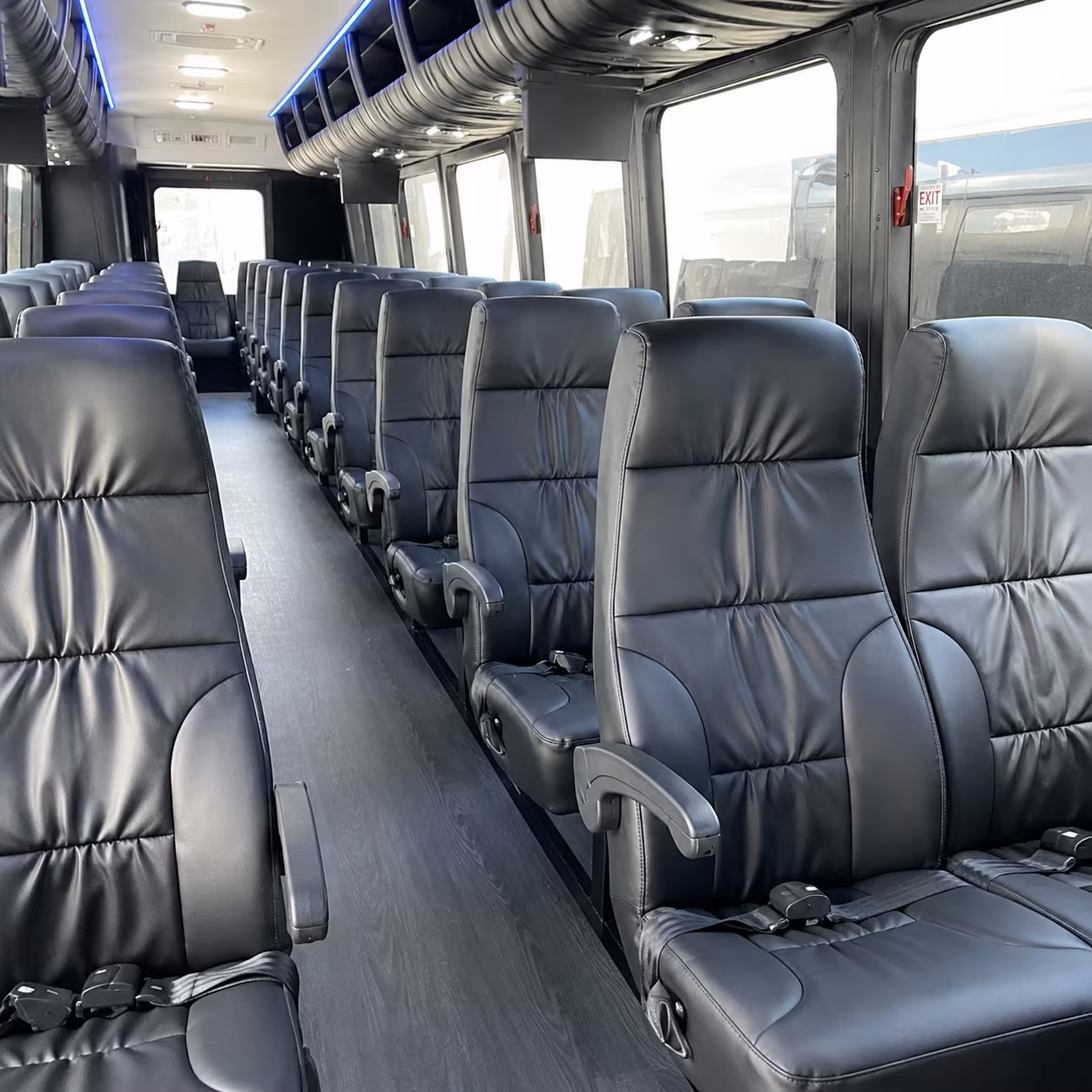minibuses for smaller concert groups heading out of the high desert